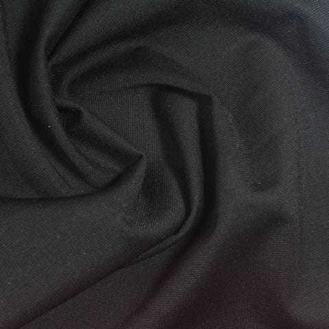 Viscose Nylon Blend Ponte Knit Fabric, 200 gsm, 165 cm — Black