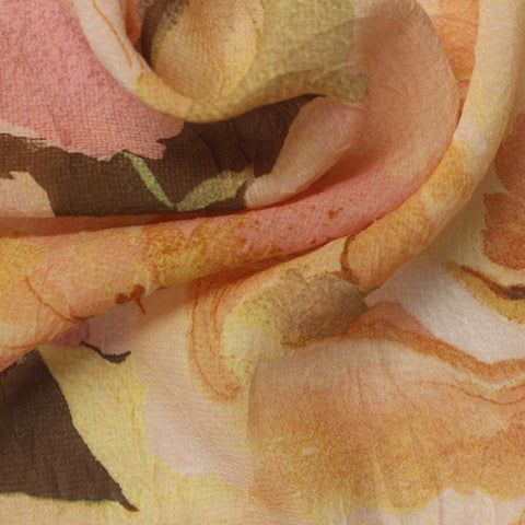 Pink Abstract-Floral Chiffon, Polyester, 95 gsm