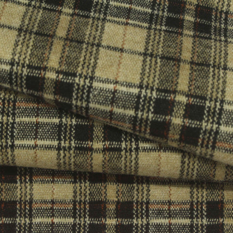 Tan Plaid Jacquard, Poly-Viscose