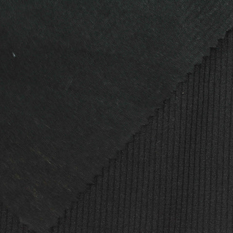 Plaid Polyester Stretch Interlock Knit Fabric, 190 gsm, 150 cm — Black