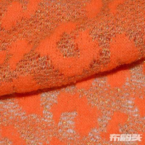 Orange Openwork Chunky Knit, Acrylic-Metallic