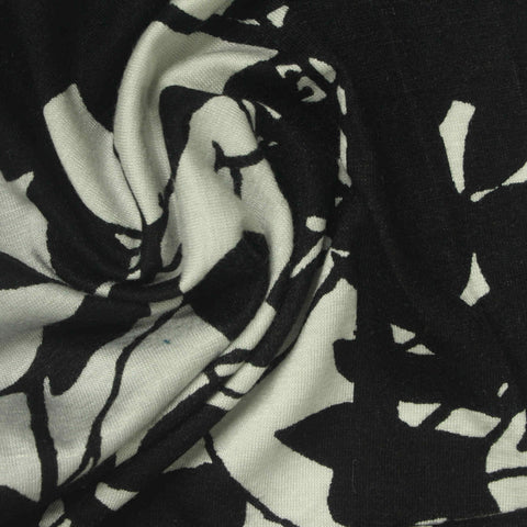 Black Floral Jersey Knit, Polyester