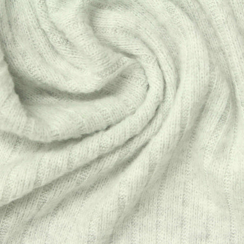 Polyester Viscose Stretch Rib Knit Fabric, 230 gsm, 155 cm — Grey