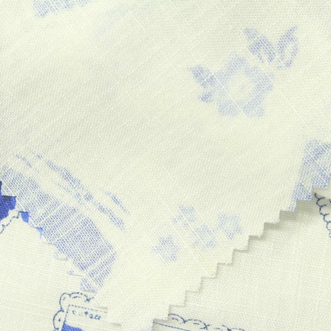 Blue Flowers Woven, Viscose-Linen