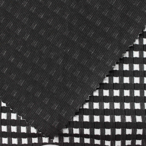 Black Check Jacquard, Polyester, 184 gsm