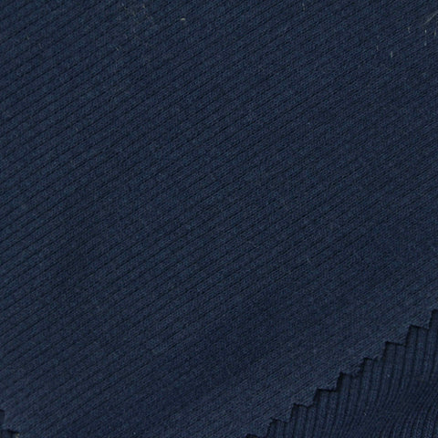 Navy Rib Knit, Cotton-Poly