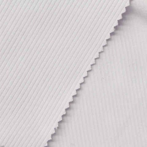 Brushed Polyester Rib Knit Fabric, 260 gsm, 185 cm — White
