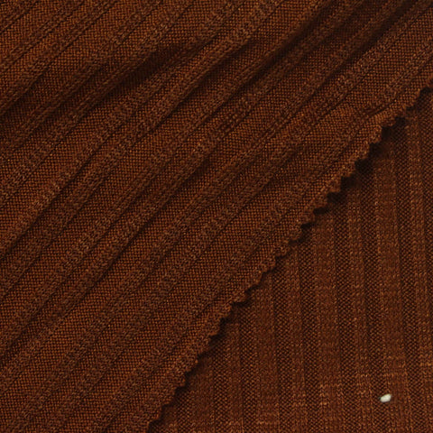 Polyester Stretch Rib Knit Fabric, 230 gsm, 153 cm — Brown