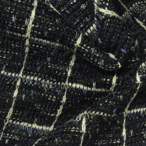 Off-White Check Bouclé, Poly-Cotton