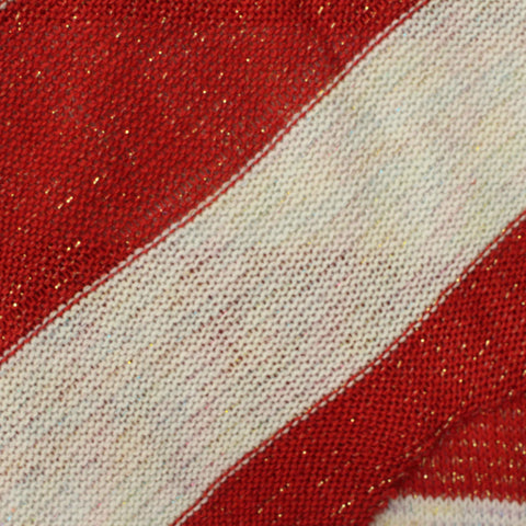Red Horizontal-Stripe Chunky Knit, 160 gsm