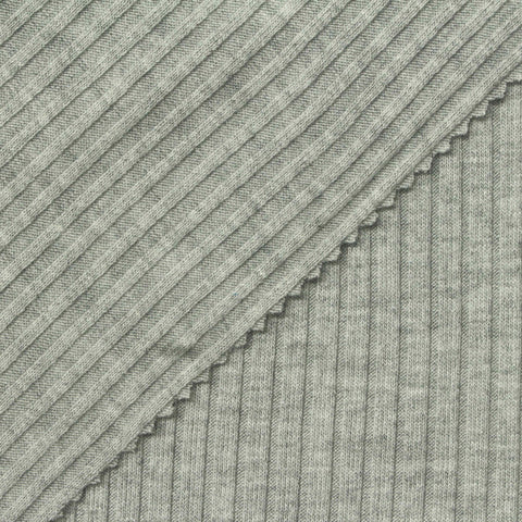 Heathered Grey Marl Rib Knit, Viscose, 310 gsm