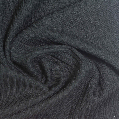 Dark Grey Ribbed Rib Knit, Poly-Viscose