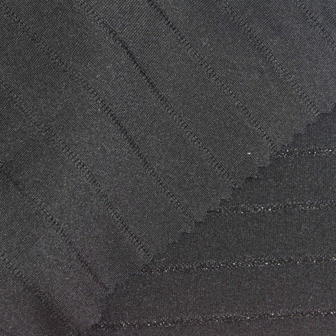Black Horizontal-Stripe Knit, Polyester, 198 gsm