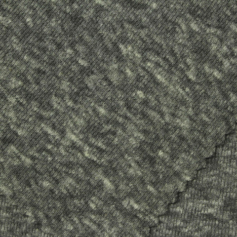Dark Grey Marl Rib Knit, Poly-Cotton, 280 gsm