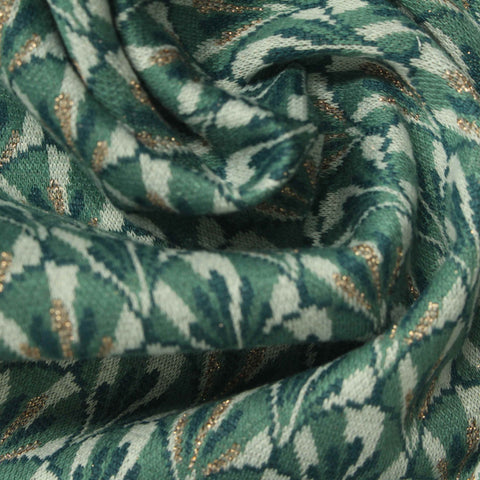Jacquard Polyester Metallic Stretch Knit Fabric, 275 gsm, 160 cm — Green