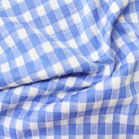 Blue Check Jacquard, Poly-Viscose