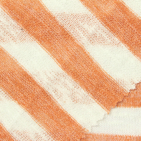 Orange Horizontal-Stripe Jersey Knit, Viscose-Poly, 155 gsm