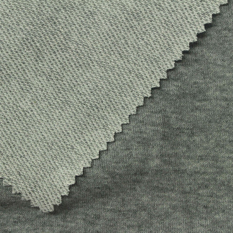 Heathered Grey Marl French Terry, Cotton-Poly, 210 gsm