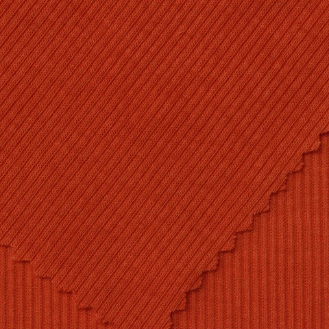 Polyester Cotton Stretch Rib Knit Fabric, 147 gsm, 100 cm — Orange