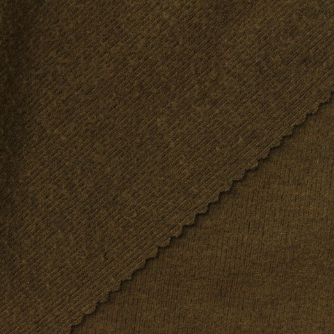 Brushed Polyester Viscose Stretch Rib Knit Fabric, 390 gsm, 160 cm — Green