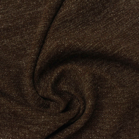 Dark Brown Marl Interlock Knit, Polyester, 400 gsm