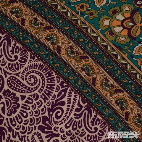 Teal Ornate-Floral Woven, Viscose