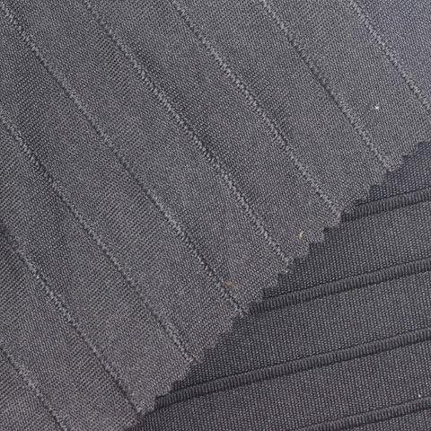Charcoal Stripes Rib Knit, Polyester