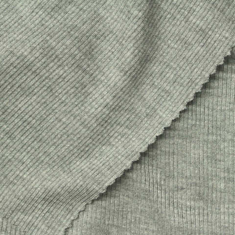 Muted Grey-Green Marl Rib Knit, Viscose