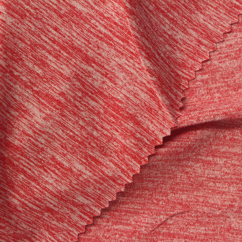 Red Heathered-Marl Jersey Knit, Polyester, 140 gsm