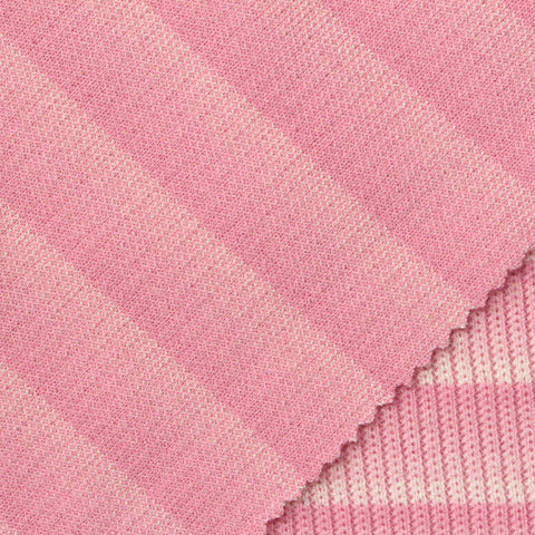 Pink Horizontal-Stripe Chunky Knit, Poly-Viscose, 300 gsm