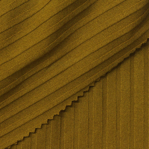 Polyester Viscose Stretch Rib Knit Fabric, 210 gsm, 160 cm — Khaki