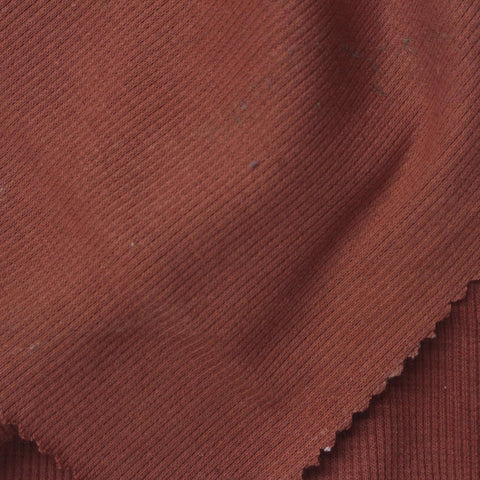 Brown Ribbed Rib Knit, Cotton-Poly