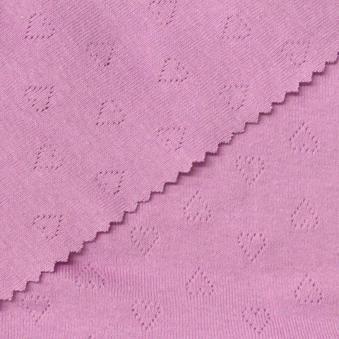 Pink Heart Pointelle Knit, Cotton