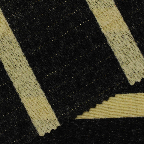 Black Horizontal-Stripe Jersey Knit, Poly-Metallic