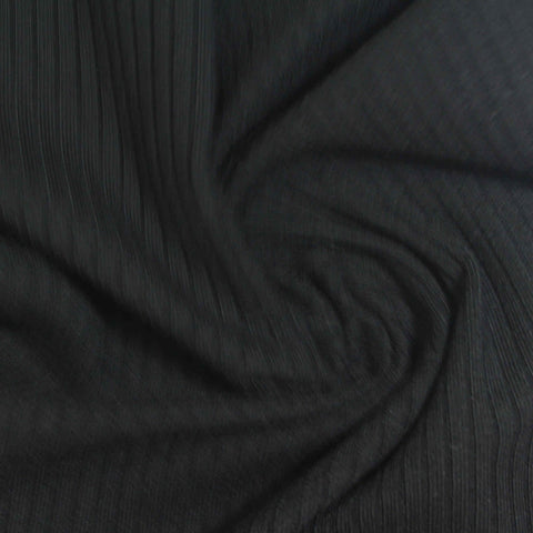 Viscose Stretch Rib Knit Fabric, 380 gsm, 145 cm — Black