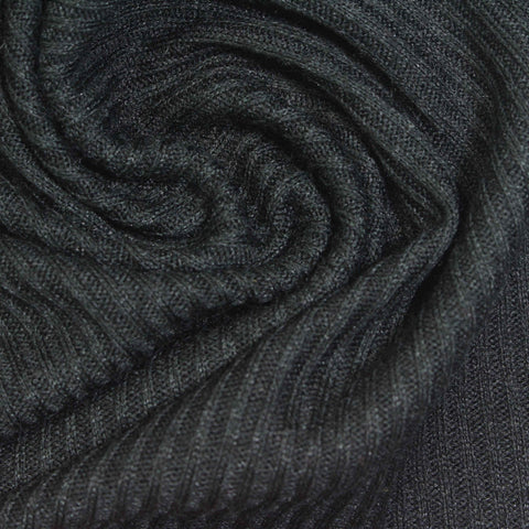 Polyester Viscose Stretch Rib Knit Fabric, 220 gsm, 150 cm — Grey