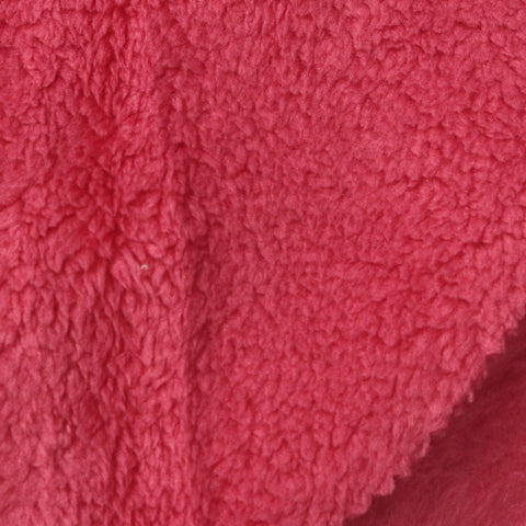 100% Polyester Sherpa Fleece Fabric, 270 gsm, 170 cm — Pink