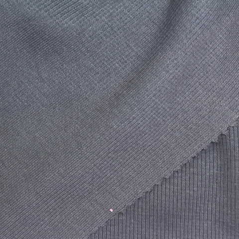 Dark Grey Ribbed Rib Knit, Cotton-Poly