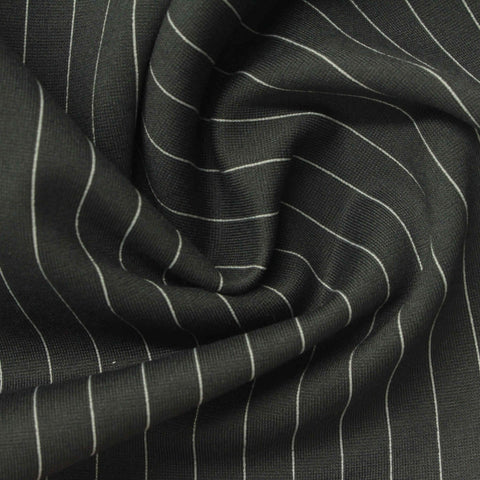 White Vertical-Stripe Ponte Knit, Viscose