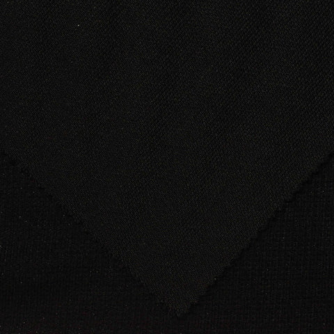 Polyester Stretch Interlock Knit Fabric, 418 gsm, 155 cm — Black