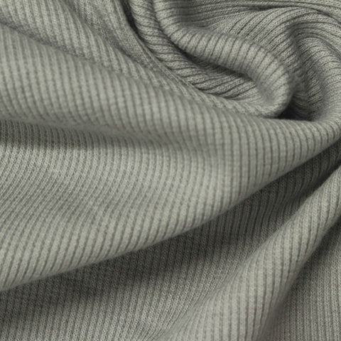 Cotton Polyester Stretch Rib Knit Fabric, 340 gsm — Grey
