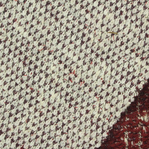 Red Textured-Check Bouclé, Poly-Cotton
