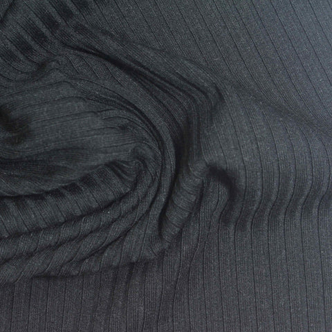 Dark Grey Rib Knit, Poly-Viscose