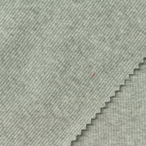 Light Grey Marl Rib Knit, Cotton, 310 gsm
