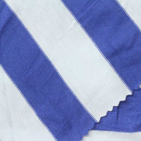 Blue Horizontal-Stripe Knit, Cotton-Poly, 160 gsm