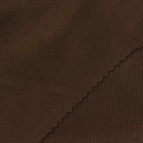 Brown Ribbed Rib Knit, Poly-Cotton
