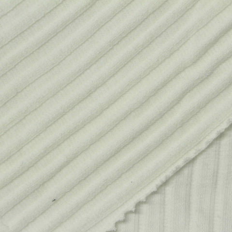 Cotton Stretch Rib Knit Fabric, 190 gsm, 135 cm — White, ref EF-244191