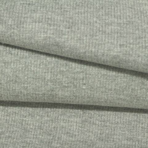 Light Grey Marl Rib Knit, Cotton-Poly, 350 gsm