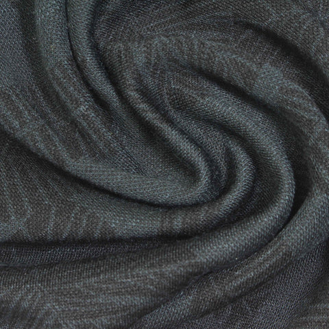 Dark Grey Tone-on-Tone Fern Piqué Knit, Modal-Poly