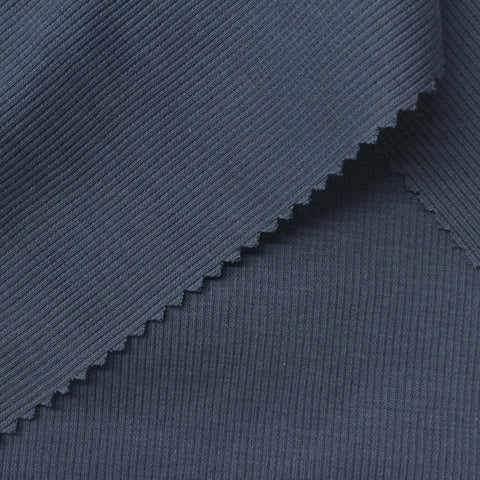 Blue Rib Knit, Cotton-Poly